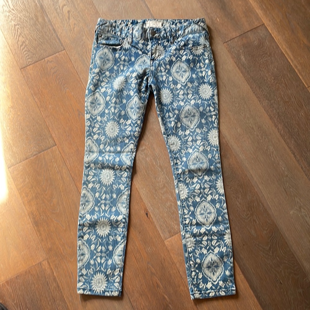 Free People bandanna print jeans.
